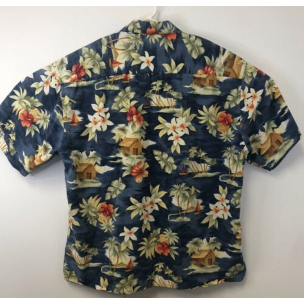 Pierre Cardin Button Down Up Hawaiian Shirt Short Sleeve Men's Beach Boat XL